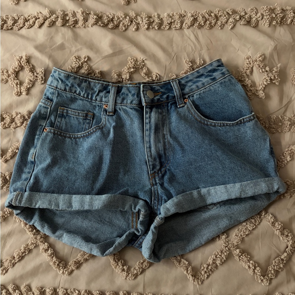 SHEIN Denim Blue Rolled Hem Shorts